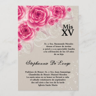 5x7 Roses roses roses Quinceanera Invitation Anniv