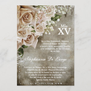 5x7 Roses Vintages Quinceanera Invitation d'annive
