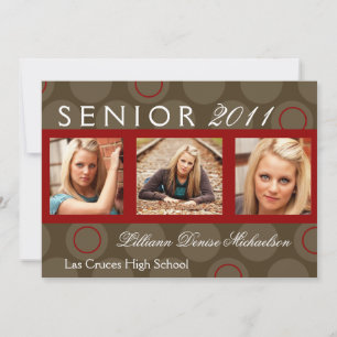 5x7 Rouge Cercle Polka Photo Faire-part principal