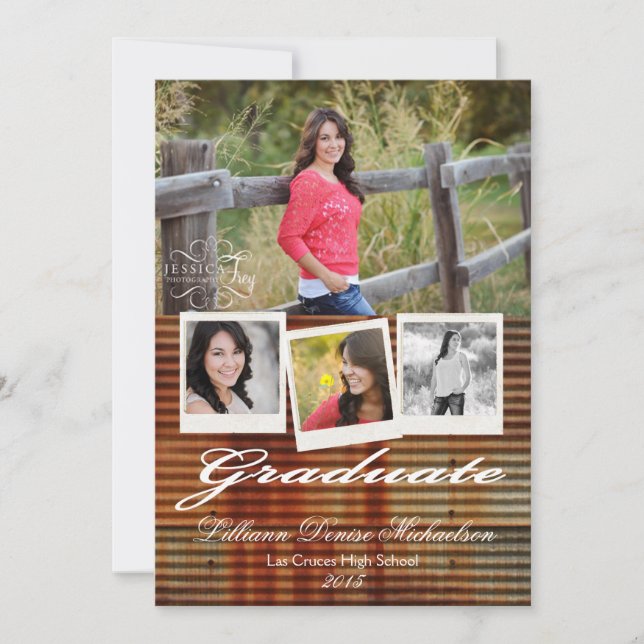 5x7 Rusted Corregated Metal Senior Announcement (Front)