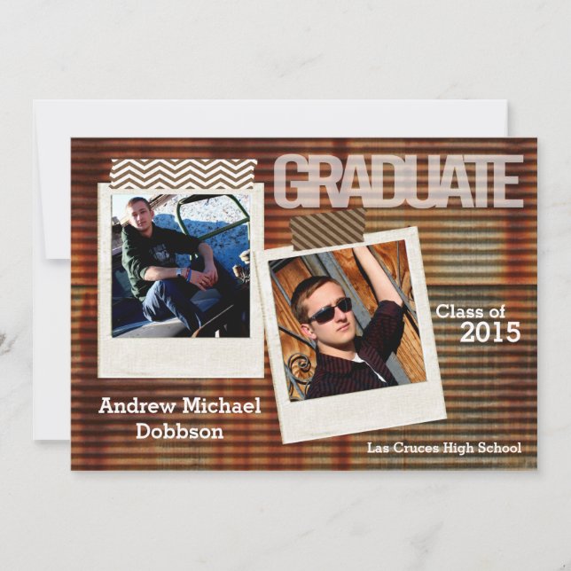 5x7 Rusted Corregated Metal Senior Announcement (Front)