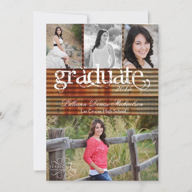 5x7 Rusted Corregated Metal Senior Announcement (Front)