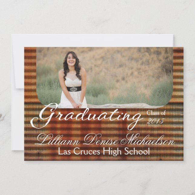 5x7 Rusted Corregated Metal Senior Announcement (Front)