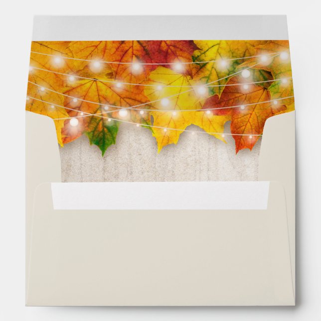 5x7 Rustic Autumn Maple Leaves String Lights Envelope (Back (Bottom))