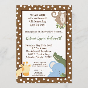 5x7 Safari Jungle Zoo Invitation Baby shower anima