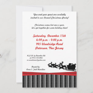 5x7 Santas Sleigh Silhouette Invitation