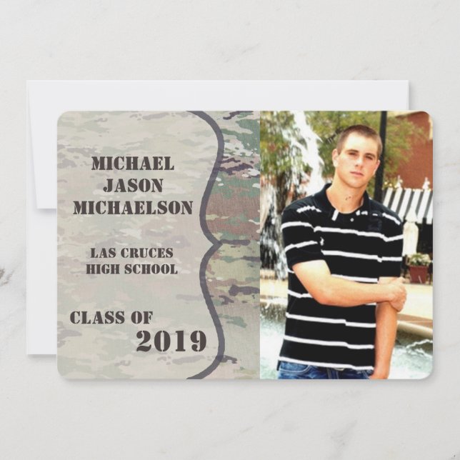 5x7 Senior Announcement Army OCP Camo Uniform Camo (Front)