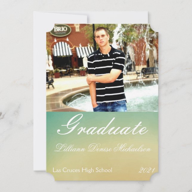 5x7 Senior Announcement Beach Sunset Palm Tree Str (Front)