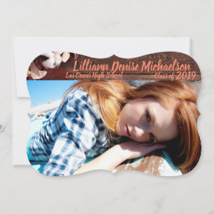 5x7 Senior Announcement Cotton Branch on Dark Wood