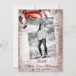 5x7 Senior Announcement Country Wood Key to my Hea