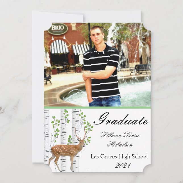 5x7 Senior Announcement Deer Doe Buck Woodland Hun (Front)