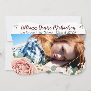 5x7 Senior Announcement Geometric Garden Rose