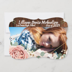 5x7 Senior Announcement Geometric Garden Rose Barn
