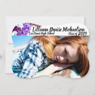 5x7 Senior Announcement Lavender Hibiscus on White