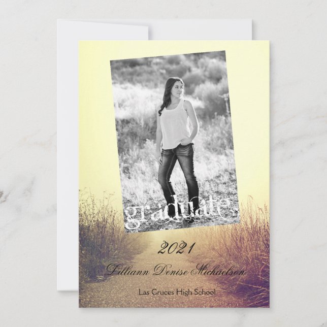 5x7 Senior Announcement Sunrise Pathway Walkway Pa (Front)