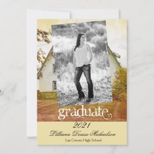 5x7 Senior Announcement Sunset Barn Country Rustic