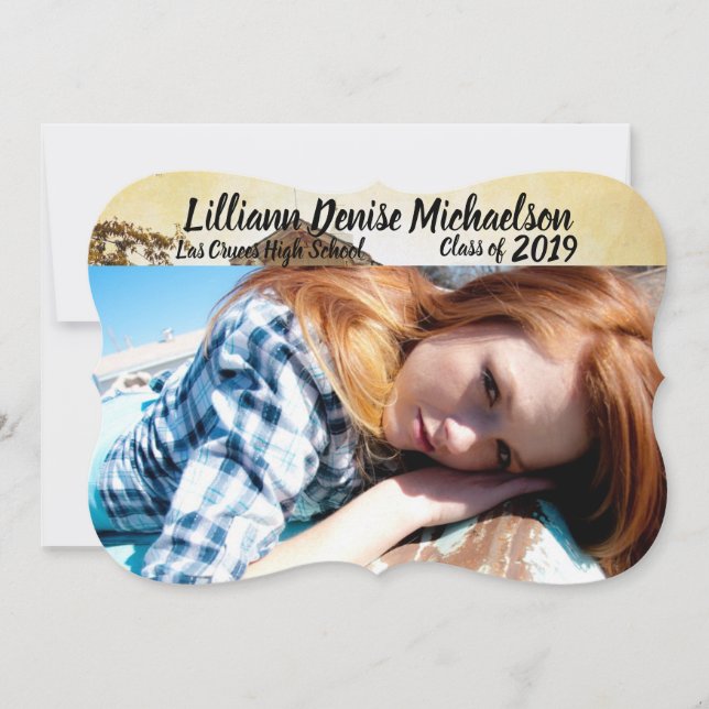 5x7 Senior Announcement Sunset Barn Country Rustic (Front)