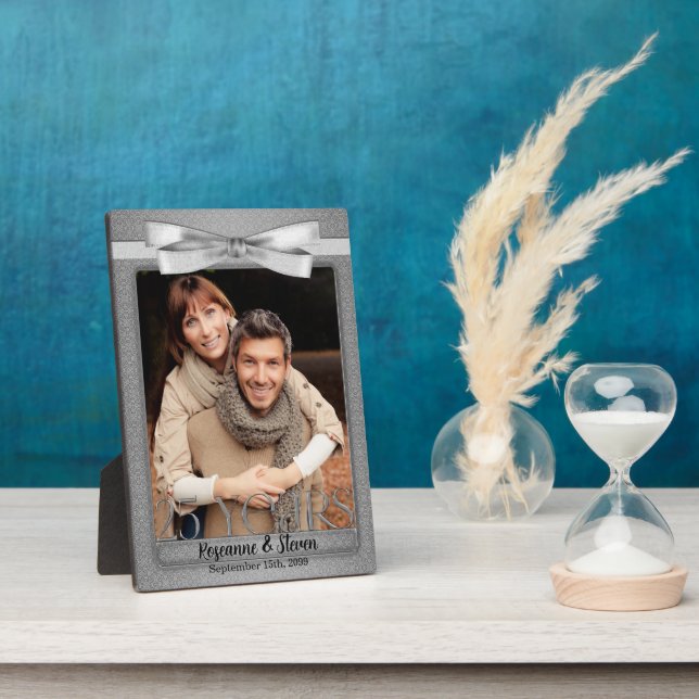 5x7 Silver 25th Wedding Anniversary Photo Plaque (Side)