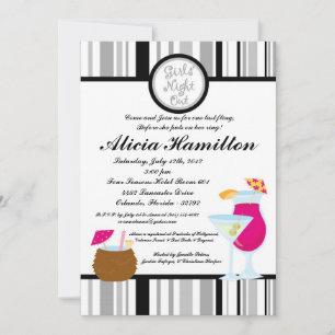 5x7 Silver Cocktails Bachelorette Invitation