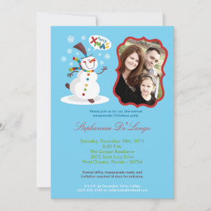 5x7 Snowman Snowflake Christmas XMAS Invitation