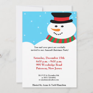 5x7 Snowy Snowman Invitation