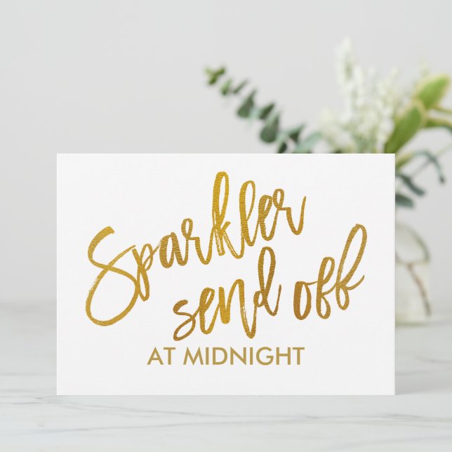 5X7 Sparkler Send-Off Sign- Brush Script Gold Foil (Standing Front)