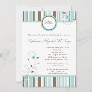 5x7 Spring Blue Flower Birthday Party Invitation