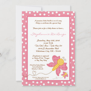 5x7 Spring Pink Butterfly Baby Shower Invitation