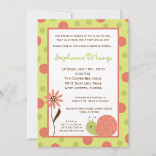 5x7 Spring Snail Bug Flower Baby Shower Invitation