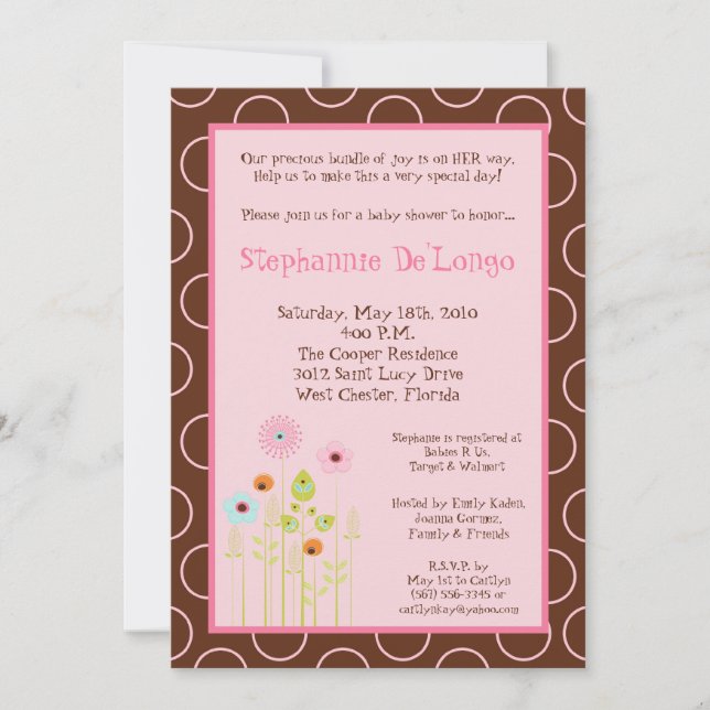 5x7 Spring Time Flower Baby Shower Invitation (Front)