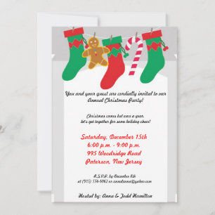 5x7 Stocking / Presents on Fire Place Invitation
