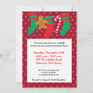 5x7 Stocking / Presents on Fire Place Invitation
