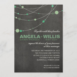 5x7 Stylish Strands   chalkboard mint FELT Invitation