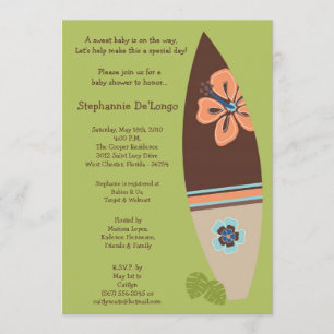 5x7 Surfer Baby Boards Baby shower Invitation