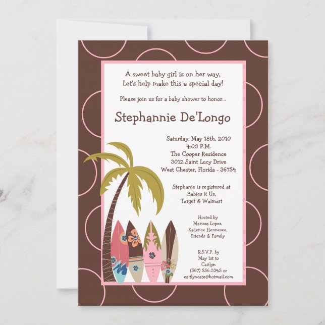 5x7 Surfer Baby Boards Baby shower Invitation (Devant)