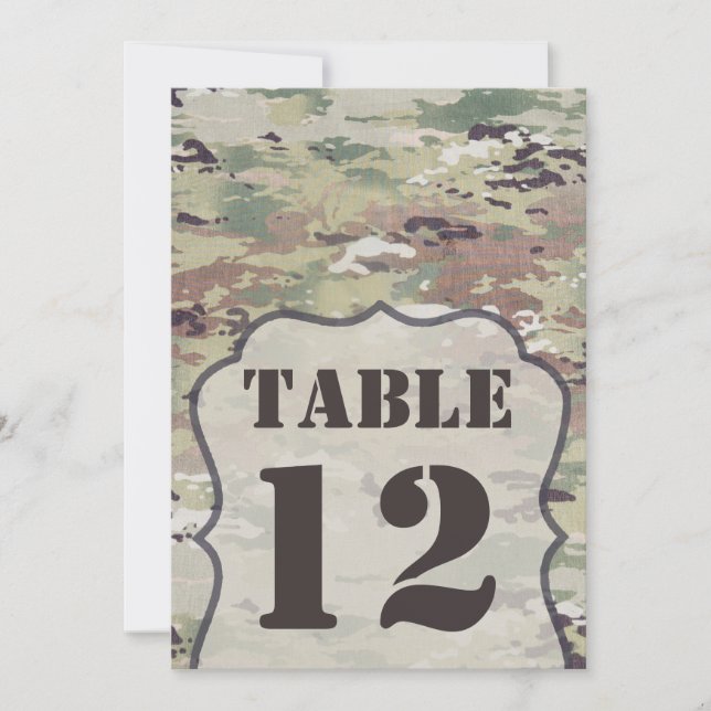 5x7 Table Number Card Army OCP Camo Uniform Camofl (Front)