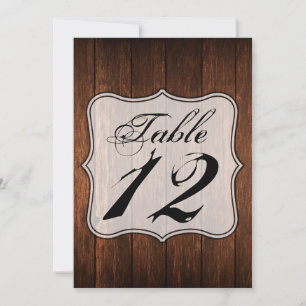 5x7 Table Number Card Barn Wood Country Rustic