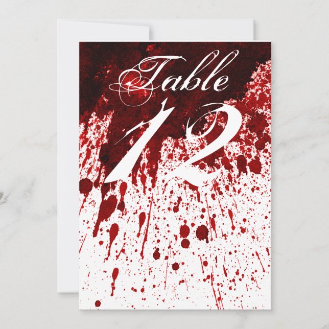 5x7 Table Number Card Blood Splatter Vampire Gothi (Front)
