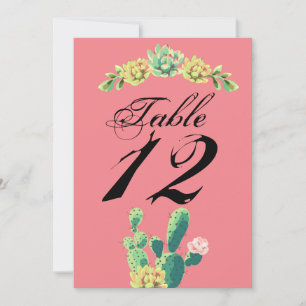 5x7 Table Number Card Bohemian Cactus Succulents D