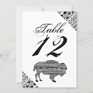 5x7 Table Number Card Boho Buffalo Tribal Pattern