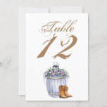 5x7 Table Number Card Summer Country Wedding Rusti<br><div class="desc">This 5x7 Table Number Card is perfect for letting your guests know what table is what at your next event! It is fully customizable in both BACKGROUND colour and font colours. Simply use the easy to navigate system to change your font colours and background colour to the option you desire....</div>