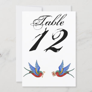 5x7 Table Number Card Traditional Bird Tattoo Spar