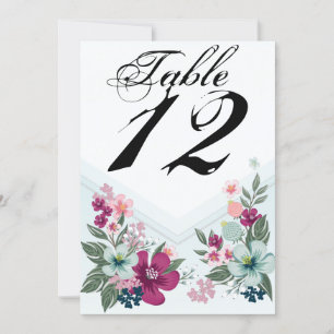 5x7 Table Number Card Tropical Flower on Blue Ombr