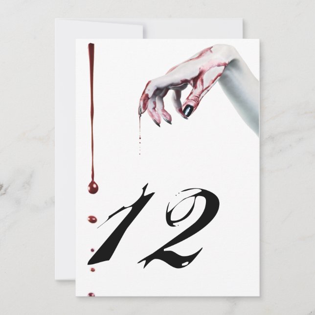 5x7 Table Number Card zombie blood drip vampire Go (Front)