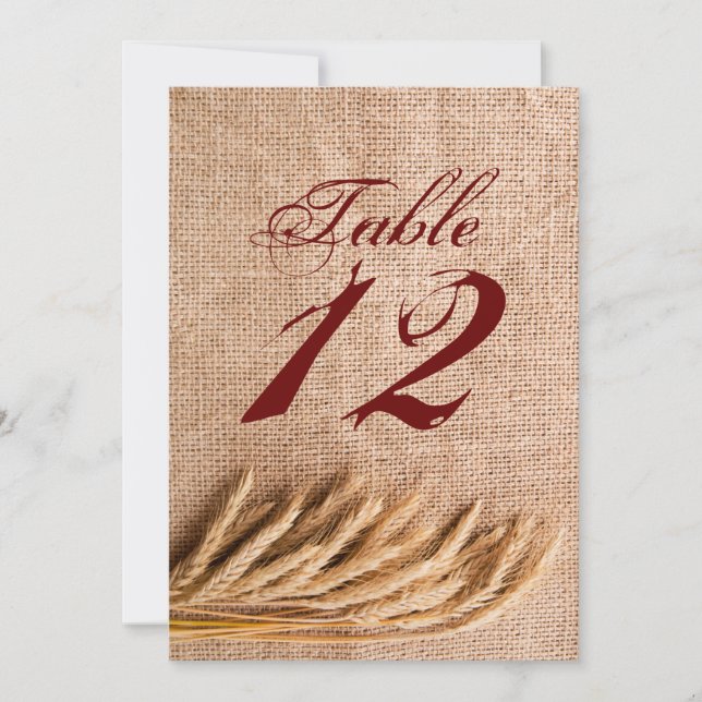 5x7 Tableau Numéro Carte Blé sur le sac Burlap Pay (Devant)