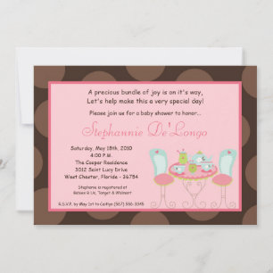5x7 Tea Party Polka Dot Baby Shower Invitation
