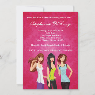 5x7 Teenagers Teen Sweet 16 Birthday Invitation