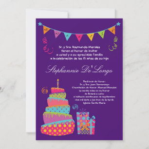 5x7 Topsey Cake Quinceanera Birthday Invitation