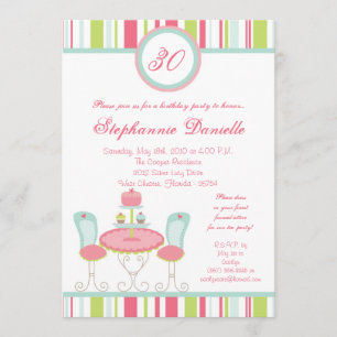 5x7 Trendy Chic Tea Party Birthday Part Invitation