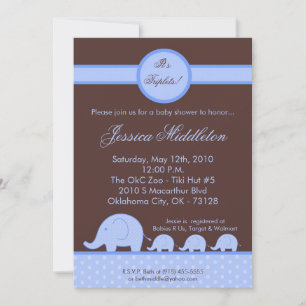 5x7 Triplets de garçon Invitation Baby shower d'él